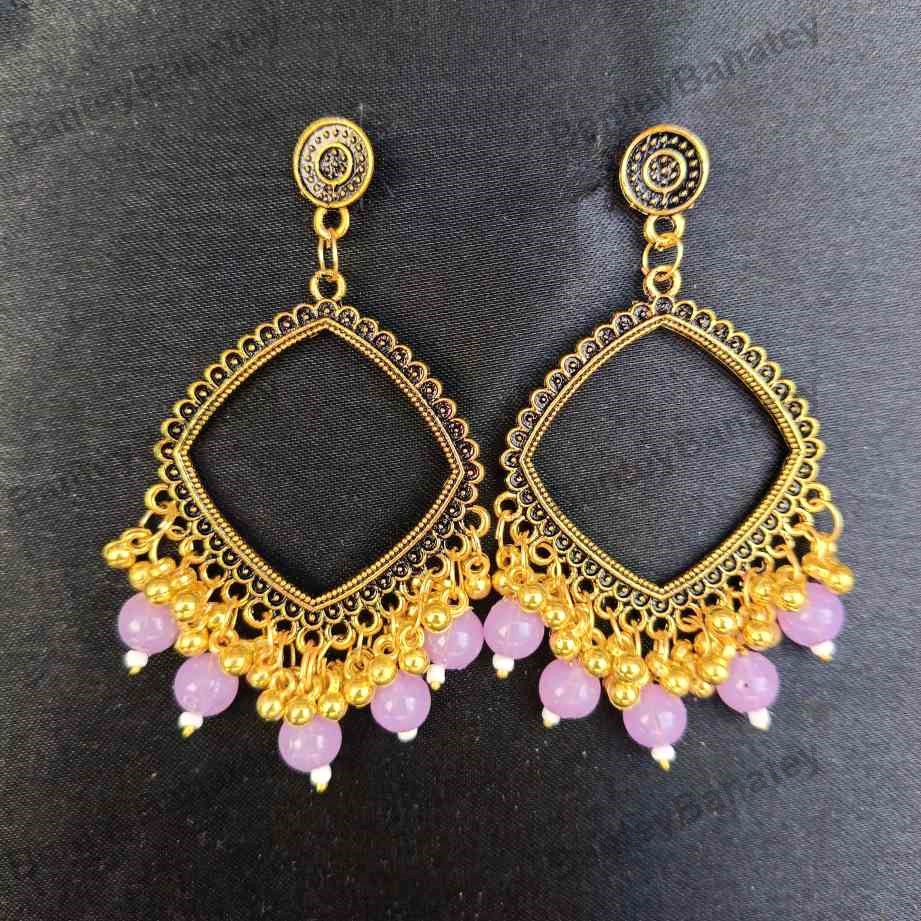 Golden kite shape with light pink beads (1)